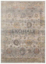 Toris Grey Beige Medallion Pattern Classic Living Room Rug