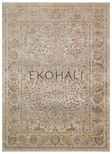 Toris Beige Brown Medallion Pattern Classic Polyester Viscose Kilim