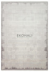 Soyra Grey White Abstract Pattern Modern Acrylic Rug