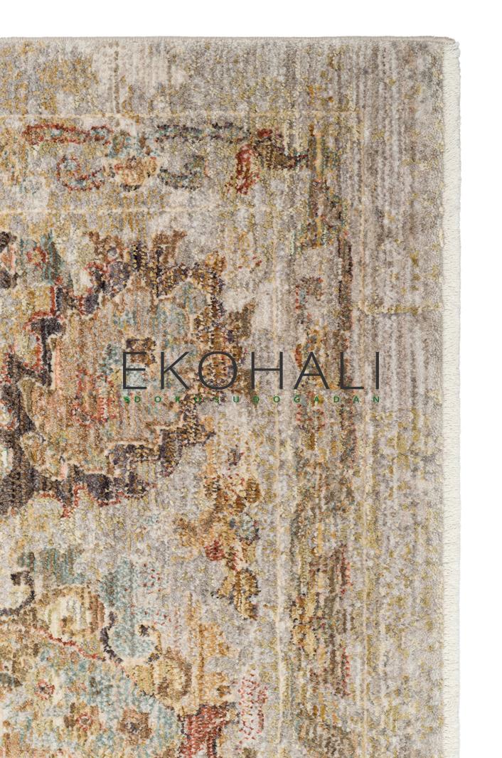 Toris Bej Kahverengi Madalyon Desenli Klasik Polyester Viskon Kilim – genel görünüm
