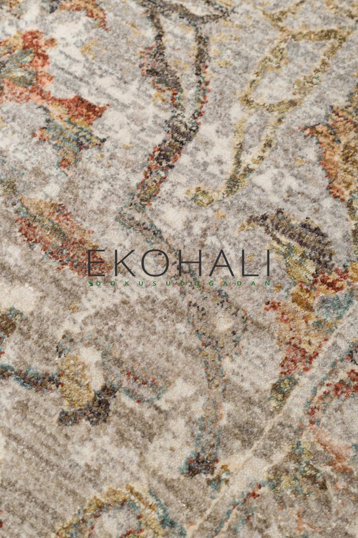 Toris Bej Kahverengi Madalyon Desenli Klasik Polyester Viskon Kilim – detay görünümü