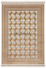 Torka Classic Geometric Pattern White Brown Polyester Rug