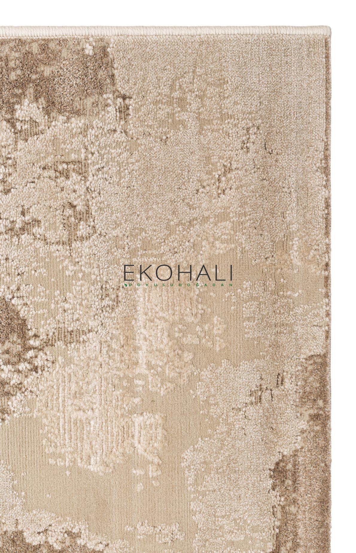 Kemla Bej Kahverengi Soyut Desenli Modern Kilim – genel görünüm