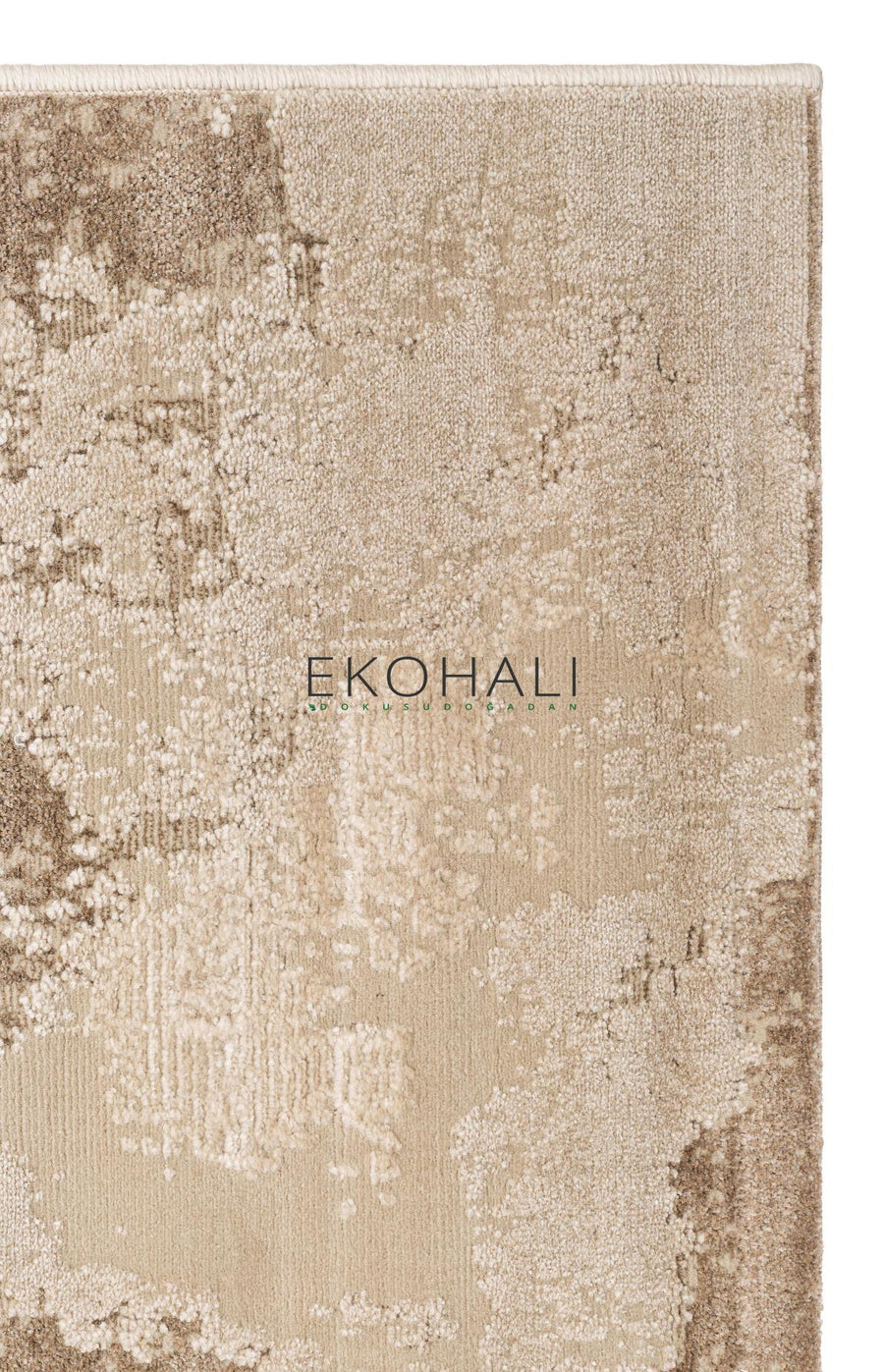 Kemla Bej Kahverengi Soyut Desenli Modern Kilim – genel görünüm