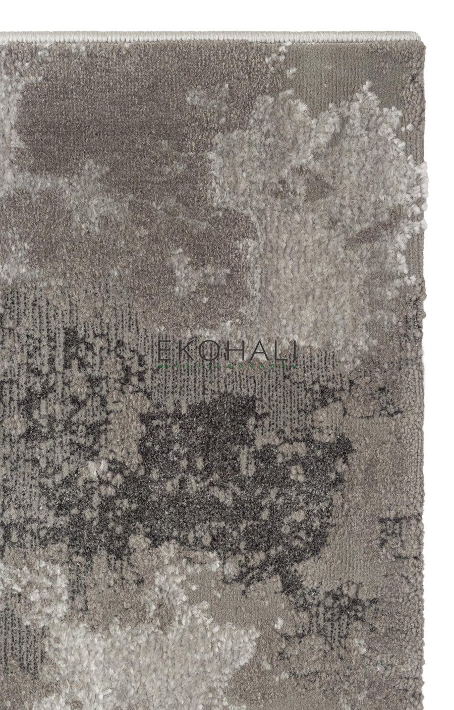 Kemla Gri Antrasit Soyut Desenli Modern Makine Halısı – genel görünüm