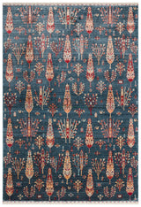 Avenso White Grey Geometric Pattern Modern Machine-Made Rug
