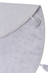 Tappeto Mosno grigio, rotondo, moderno, in tinta unita, di cotone