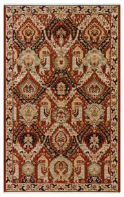 Ludor Kırmızı Siyah Geometrik Desenli Klasik Kilim