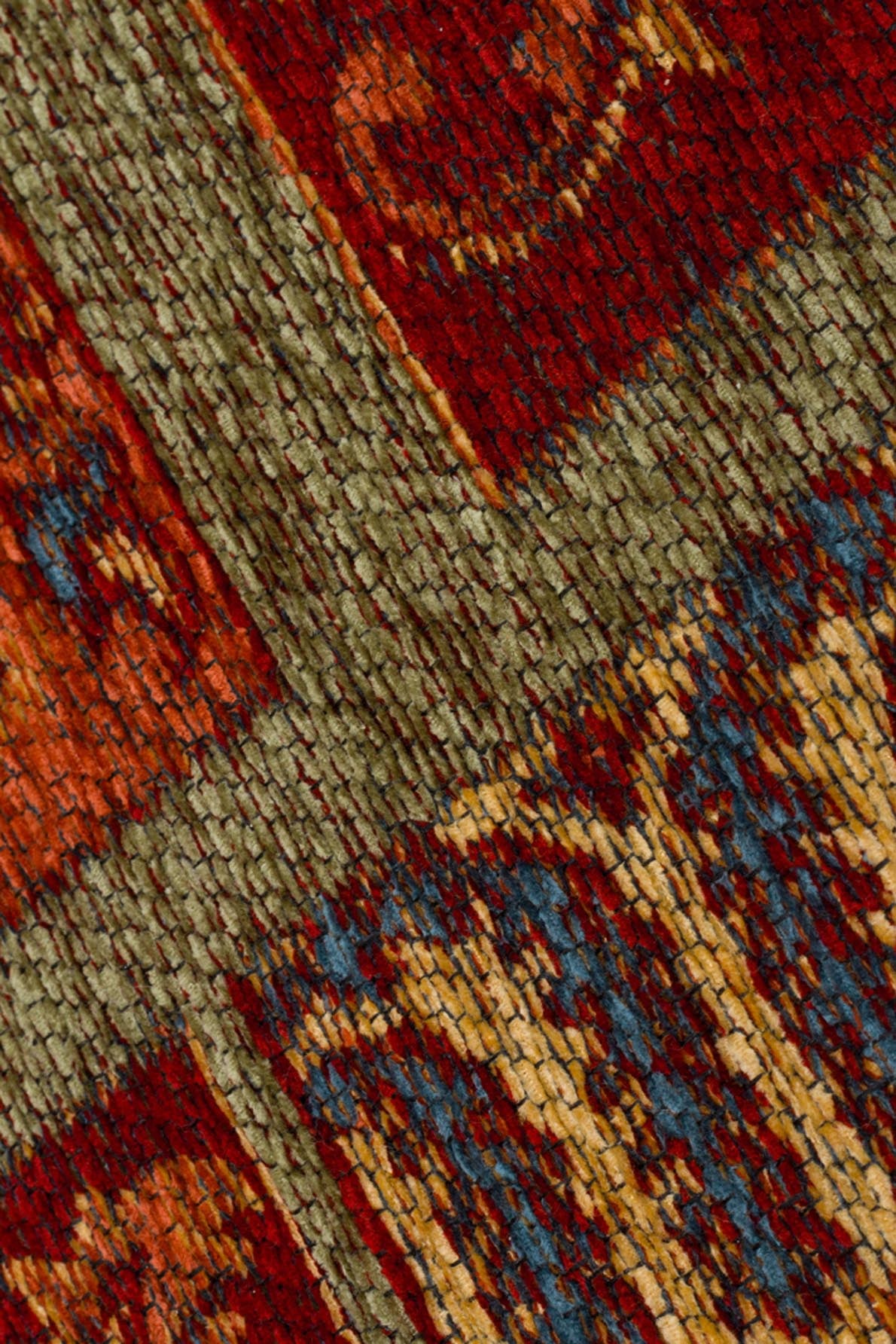 Ludor Kırmızı Geometrik Desenli Klasik Kilim – doku yakın çekim
