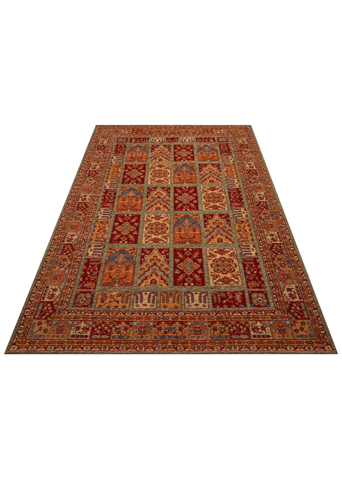 Ludor Kırmızı Geometrik Desenli Klasik Kilim – detay görünümü