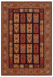 Ludor Klasik Lacivert Kırmızı Geometrik Desenli Kilim – mekânda kullanım
