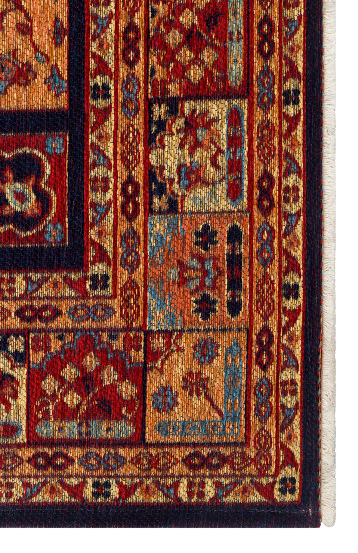 Ludor Klasik Lacivert Kırmızı Geometrik Desenli Kilim – detay görünümü