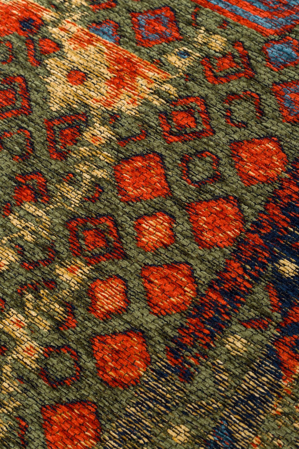 Ludor Turuncu Klasik Madalyon Desenli Yıkanabilir Kilim – doku yakın çekim