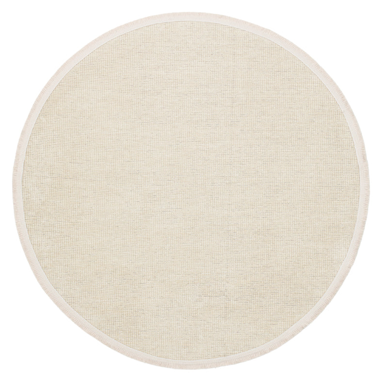 Varni Bej Düz Renk Yıkanabilir Modern Yuvarlak Kilim