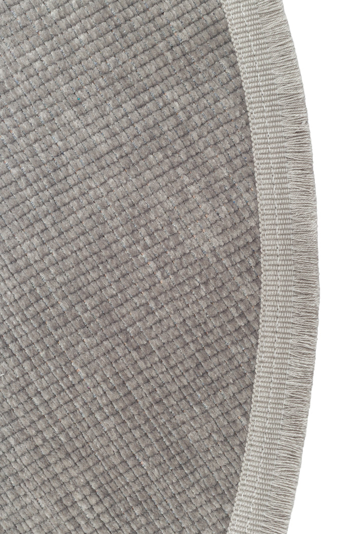 Varni Gri Beyaz Modern Düz Renk Yuvarlak Kilim – doku yakın çekim