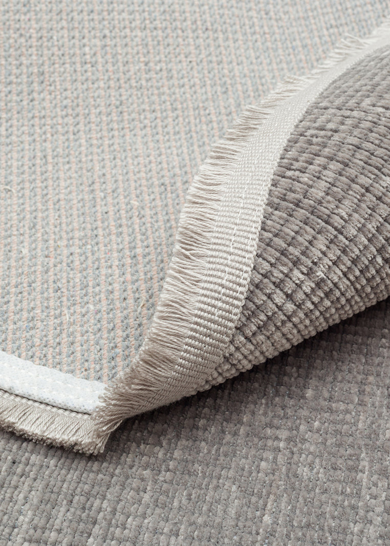 Varni Gri Beyaz Modern Düz Renk Yuvarlak Kilim – detay görünümü