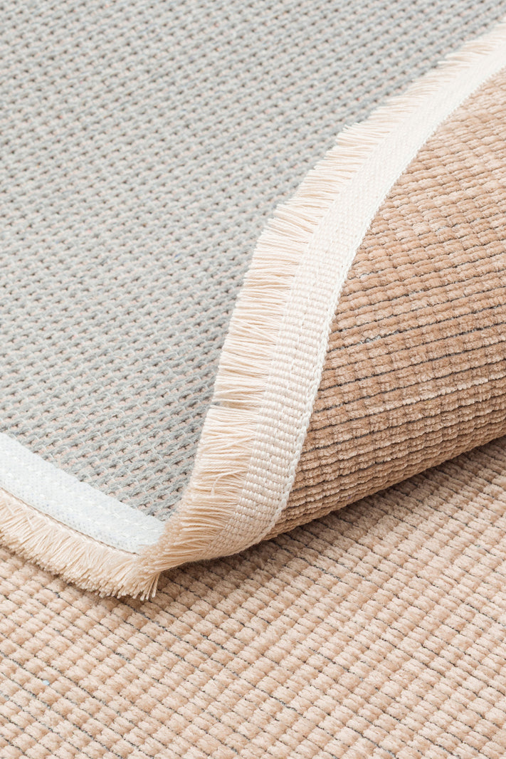 Varni Bej Krem Düz Modern Yuvarlak Pamuk Şönil Kilim – detay görünümü
