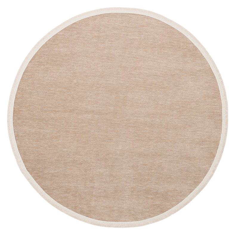 Varni Bej Krem Düz Modern Yuvarlak Pamuk Şönil Kilim