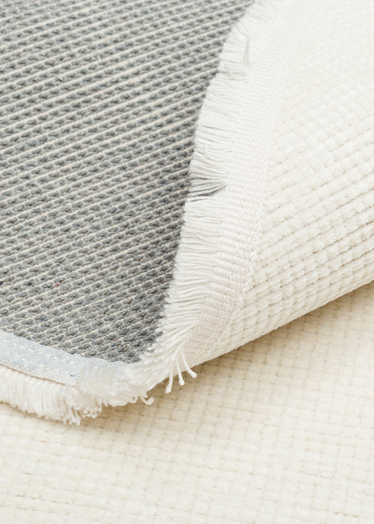 Varni Beyaz Düz Renk Yıkanabilir Modern Yuvarlak Kilim – detay görünümü