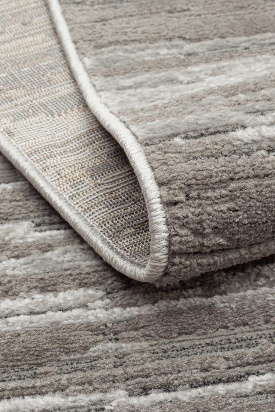 Kemla Gri Beyaz Soyut Desenli Modern Polyester Halı