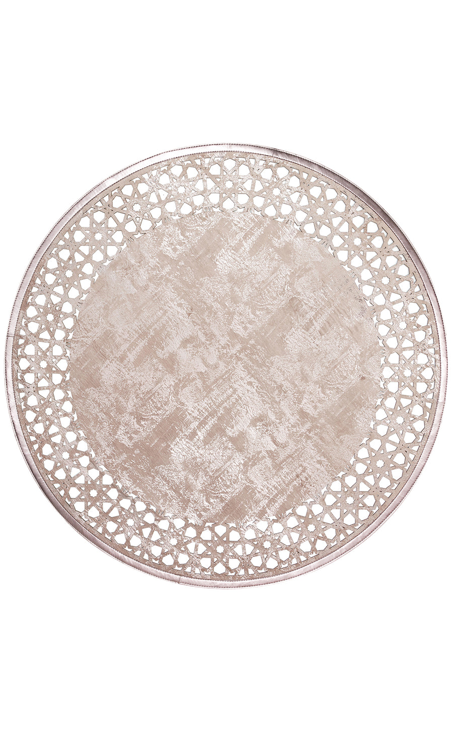 Akrum Vizon Bronz Geometrik Desenli Yuvarlak Makine Halısı