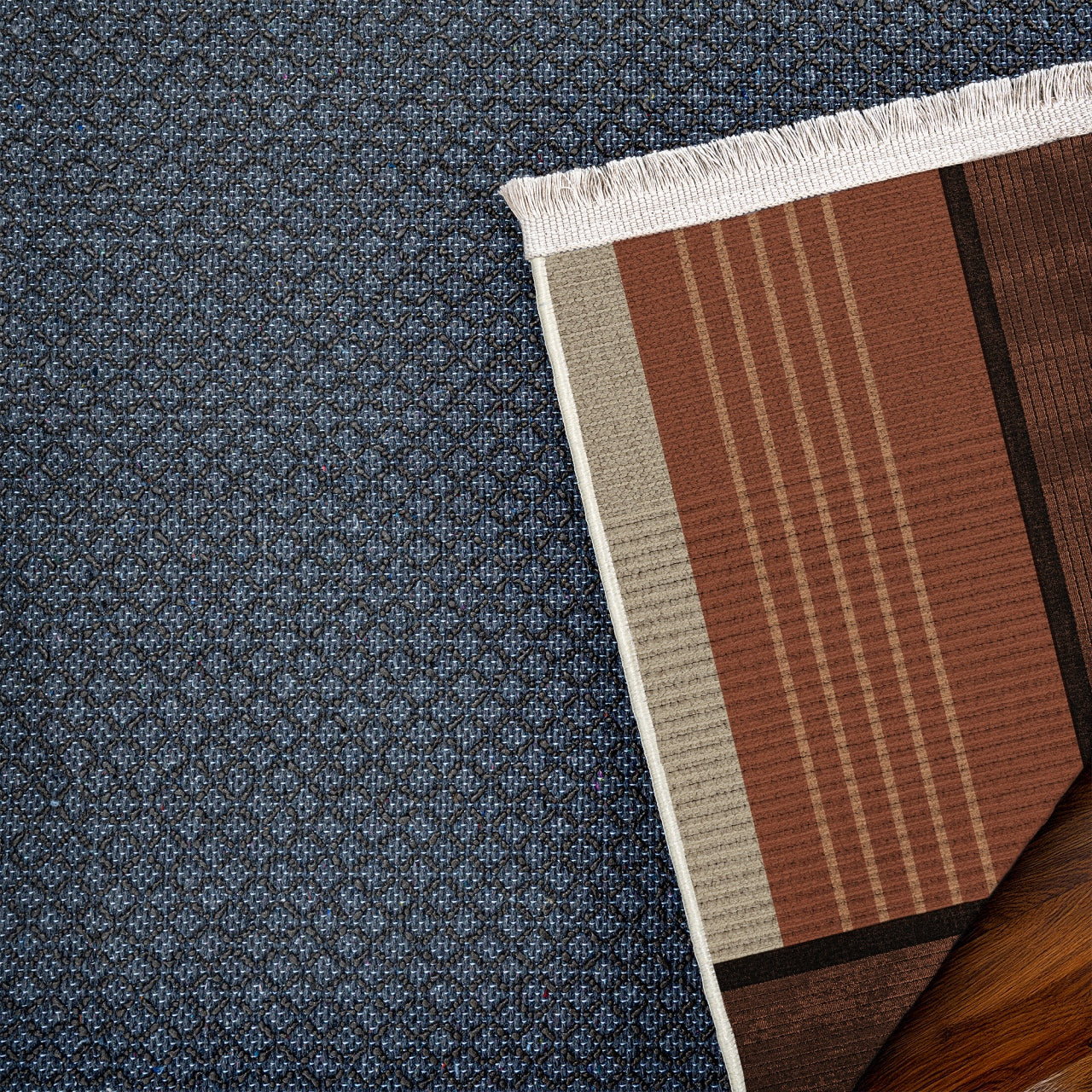 Kahverengi Bej Modern Salon Halısı Geometrik Kemerler - Polyester