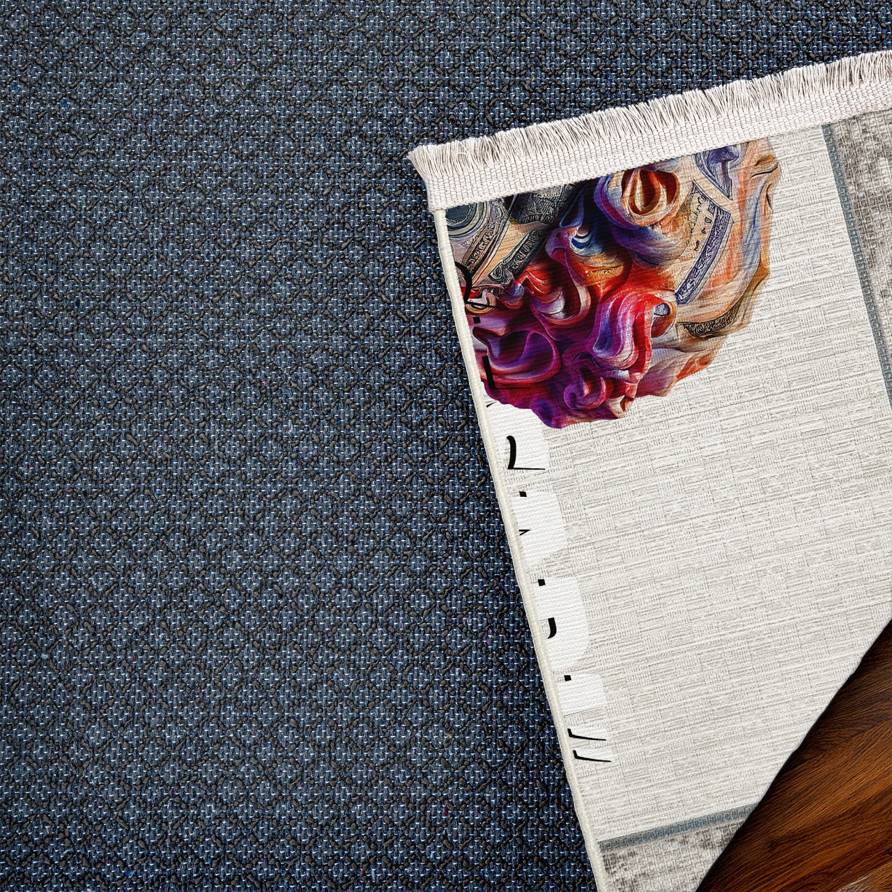 Krem Mor Modern Salon Halısı - Polyester