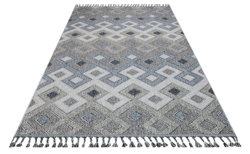 Aleah Gray Geometric Polyester Machine Rug