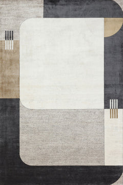 Siyah Geometrik Modern Etnik Desenli Halı  | Makinada Yıkanabilir | Hav Toz Vermez | Leke Tutmayan | Kaymaz Taban | Dijital Makine Baskı | Salon Yolluk Mutfak Halısı