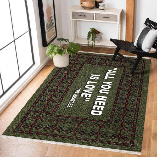 All You Need Is Love Kaymaz Tabanlı Yıkanabilir Halı