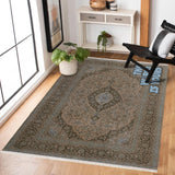 Beige Brown Classic Living Room Rug - Polyester