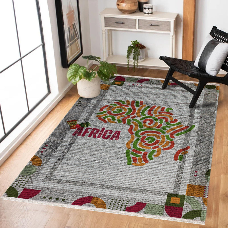 Afrika Kıtası Kaymaz Tabanlı Yıkanabilir Halı