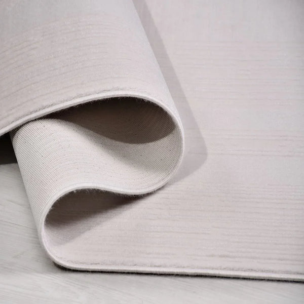 Bej Krem Dokulu Minimalist Triko Halı - Pati Dostu - Toz Vermez