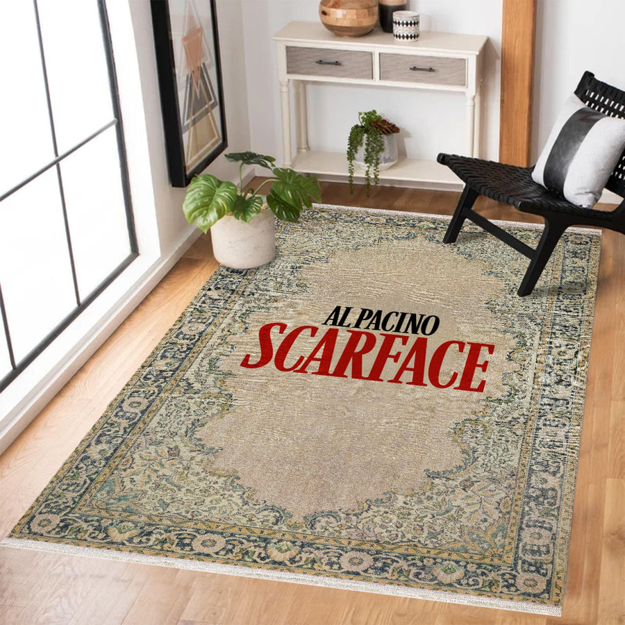 Alpacıno Scarface Temalı Kaymaz Tabanlı Yıkanabilir Halı