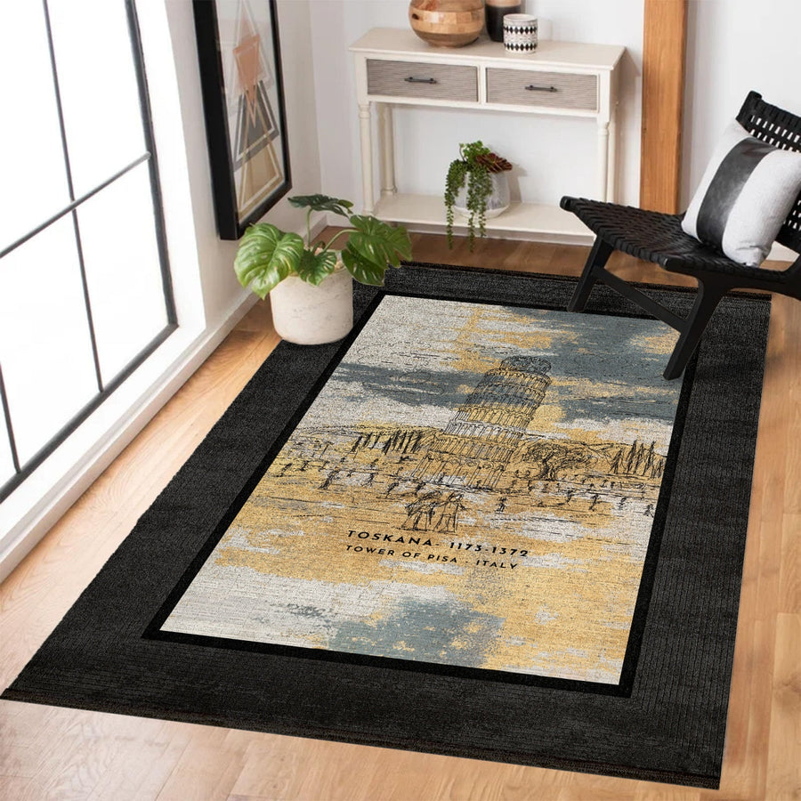 Modern Krem Soyut Desenli Polyester Salon Halısı