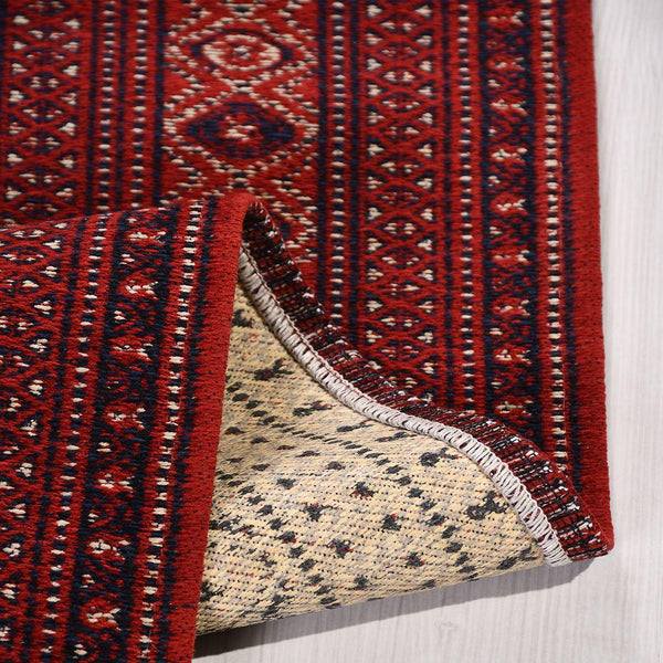 Kırmızı Etnik Geleneksel Stil Triko Halı - Pati Dostu - Toz Vermez