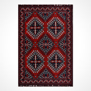 Kırmızı Çerçeveli Pamuk Makine Halısı