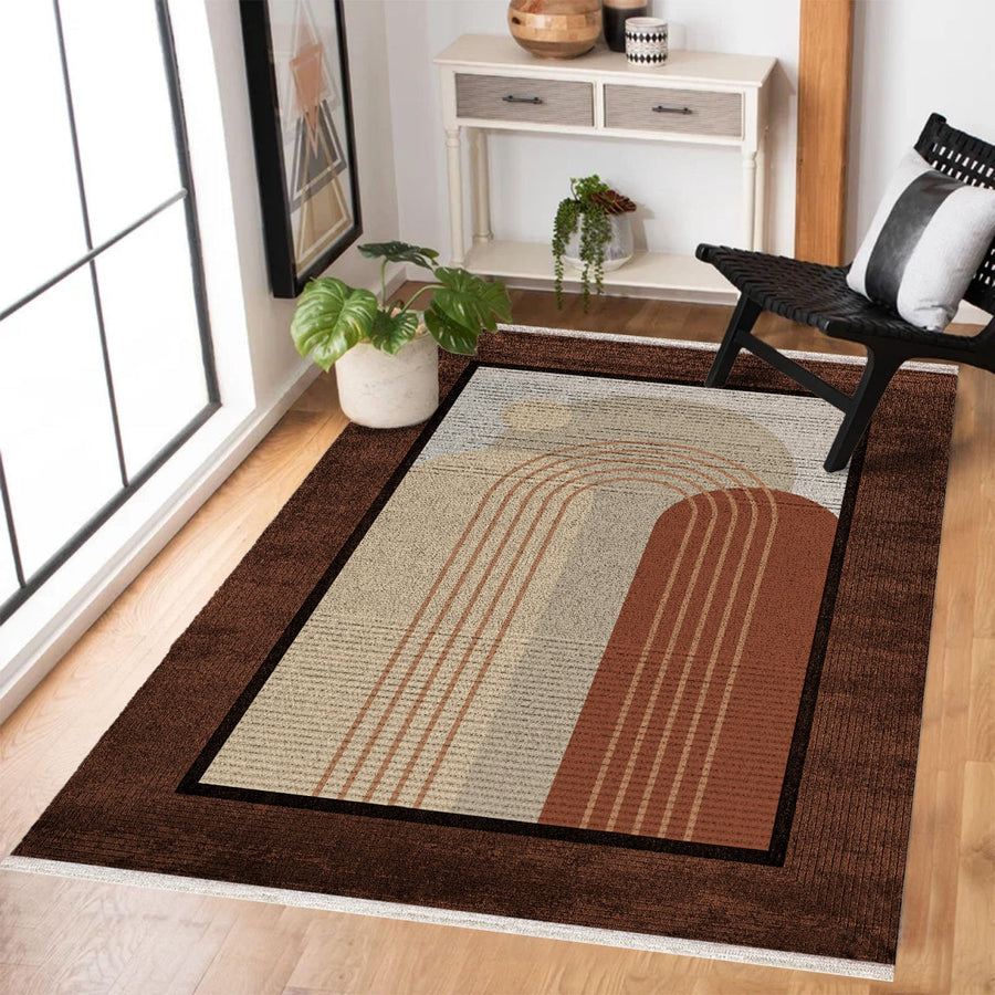 Modern Terra Soyut Desenli Polyester Salon Halısı