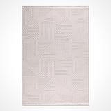 Modern Beige Embossed Rug with Geometric Pattern