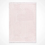 Modern Cream Rug with White Geometric Pattern, Non-Shedding