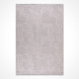 Grey Living Room Rug with White Geometric Pattern, Non-Shedding