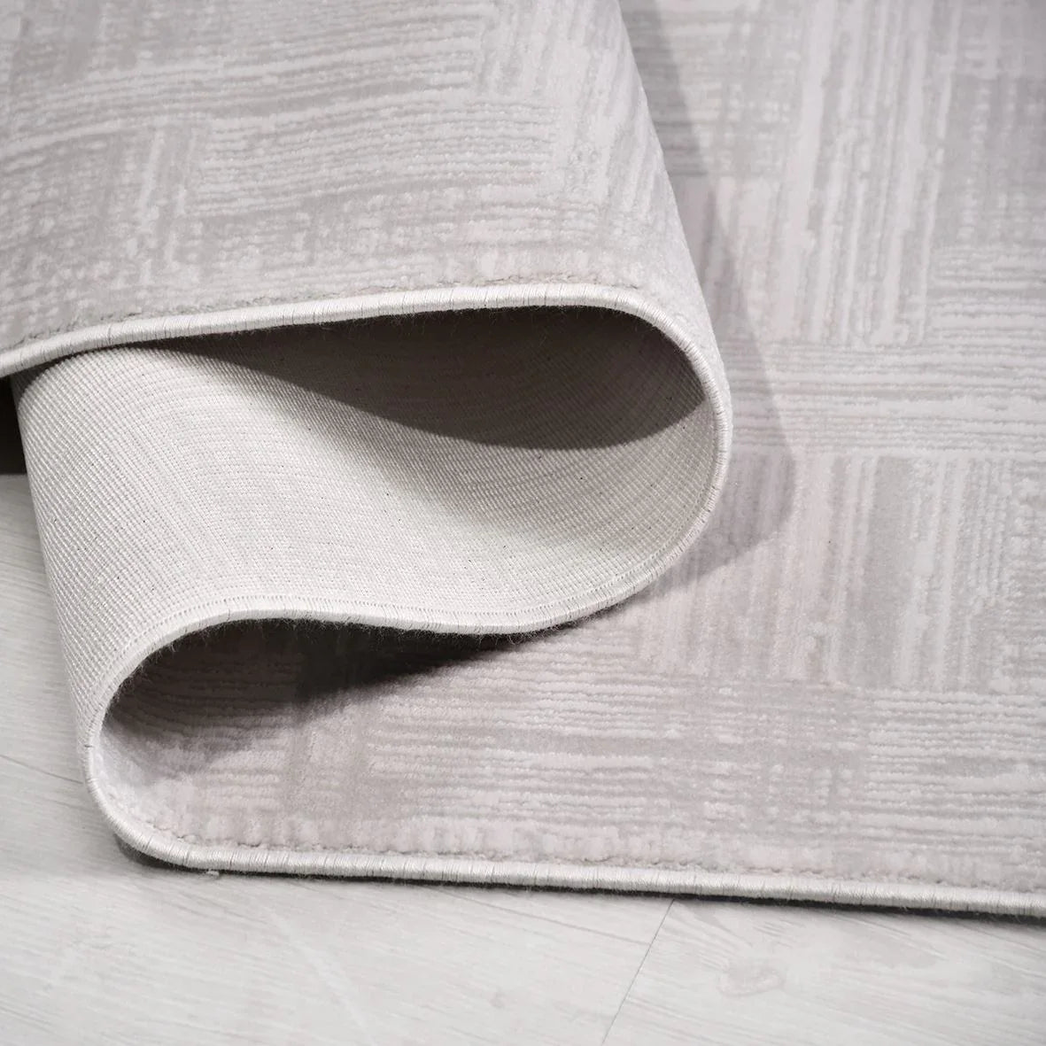 Bej Gri Dokulu Minimalist Triko Halı - Pati Dostu - Toz Vermez
