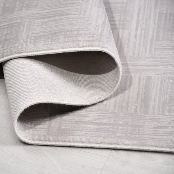 Bej Gri Dokulu Minimalist Triko Halı - Pati Dostu - Toz Vermez