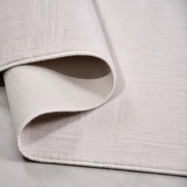 Bej Düz Minimalist Triko Halı - Pati Dostu - Toz Vermez