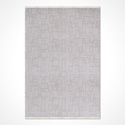 Gri Geometrik Akrilik Makine Halısı