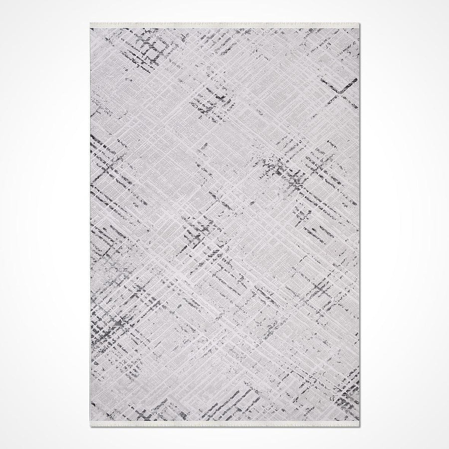 Gri Dokulu Eskitme Triko Halı - Pati Dostu - Toz Vermez