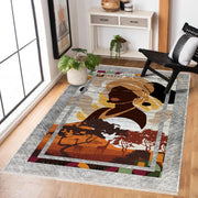 Abstract Women Kaymaz Tabanlı Yıkanabilir Halı