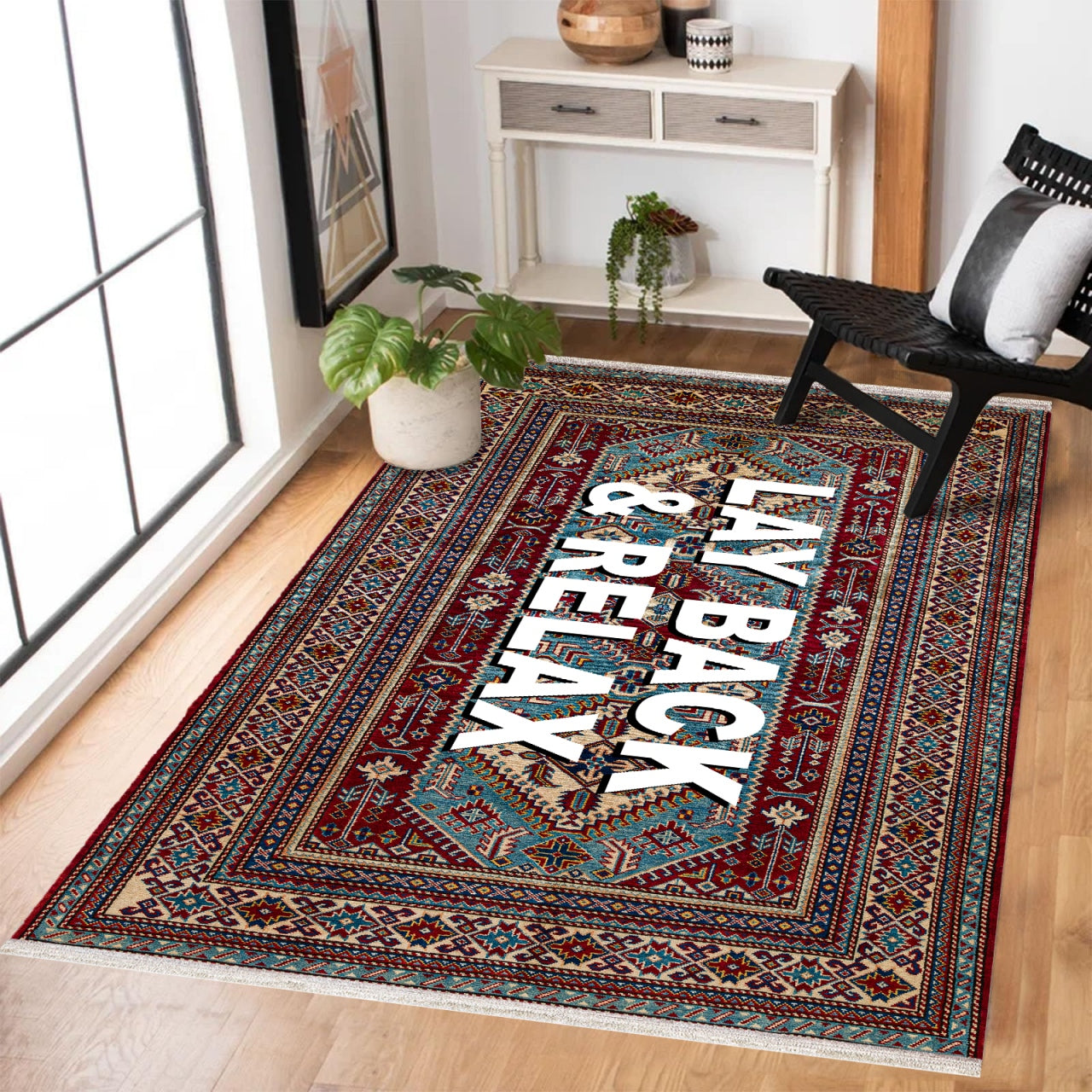 Bordo Turkuaz Klasik Salon Halısı