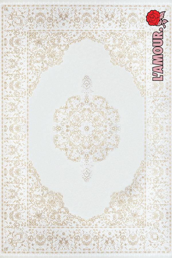 Anadolu Krem Madalyon Desenli Polyester Salon Halısı