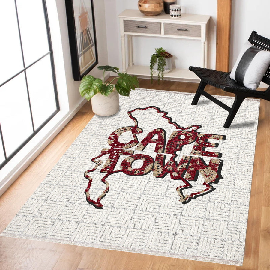 Cape Town Temalı Kaymaz Tabanlı Yıkanabilir Halı